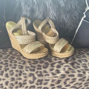 MICHAEL Michael Kors Braided Espadrille Platform Wedges - Tan